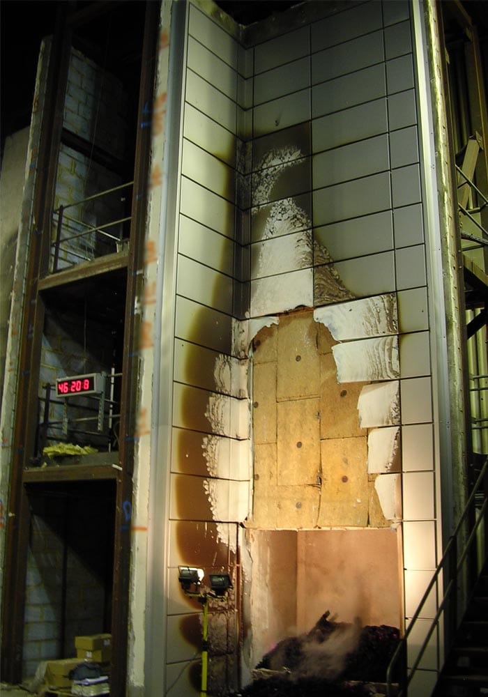 Rainscreen cladding fire testing and performance