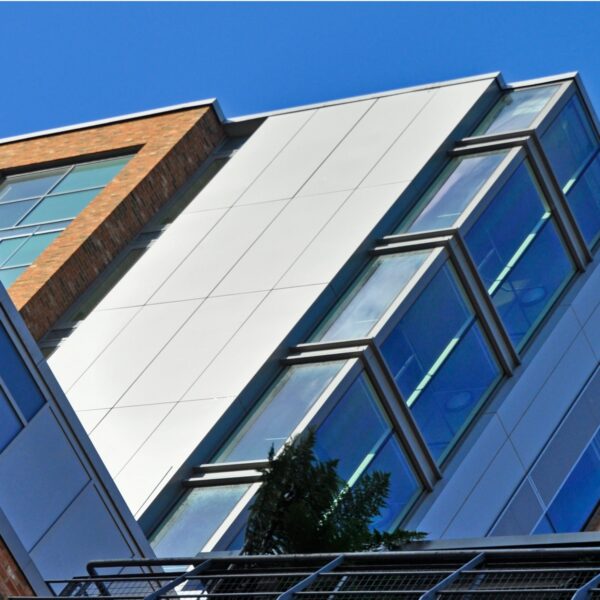 Bespoke Aluminium Perforated Panels used in City University Redevelopment
