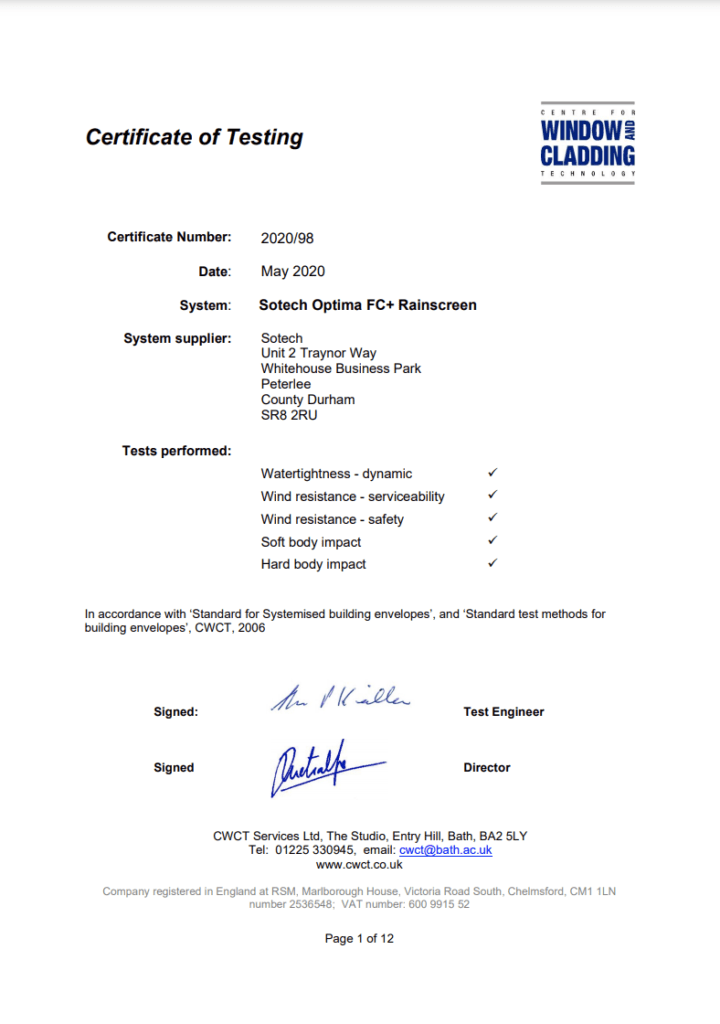 CWCT Certificate of Testing DEMO